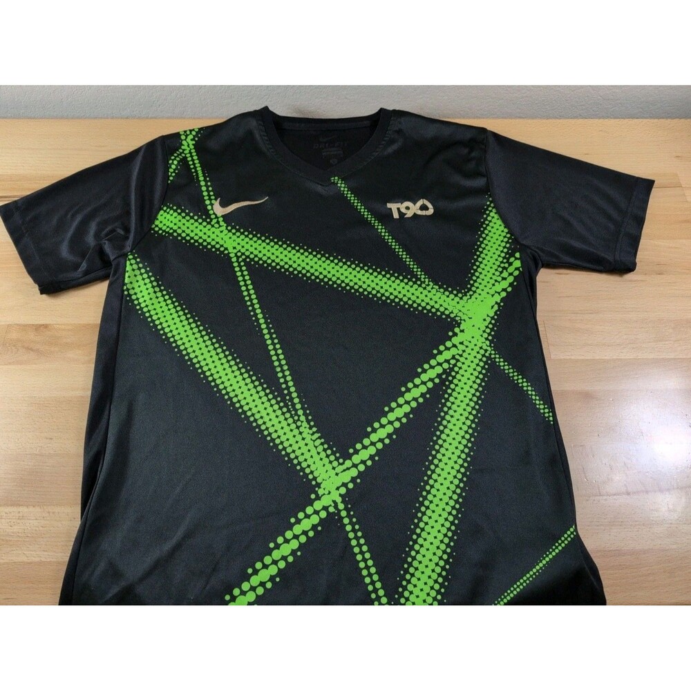 Nike T90 Total 90 Black Green Training Jersey T-Shirt Mens Large Retro